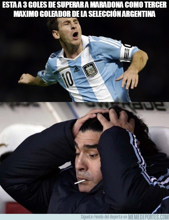 103269 - Está a 3 goles de superar a Maradona como tercer máximo goleador de la selección argentina