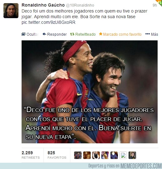 179650 - Ronaldinho dedica unas palabras a Deco tras enterarse de su retirada #Cracks