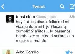 Enlace a Fonsi Nieto se equivoca con la fecha del cumpleaños de su hijo y su ex lo corrige por twitter