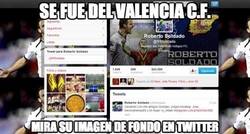 Enlace a Soldado, visto su twitter, no olvida al Valencia