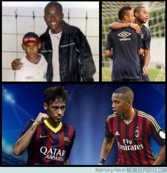 198304 - Neymar, de pedir fotos a Robinho, a enfrentarse a él