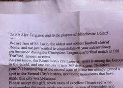 Enlace a Carta de los aficionados de la Lazio a Ferguson y sus jugadores
