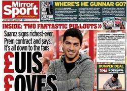 Enlace a La portada del Mirror Sports tras la renovación de Luis Suárez