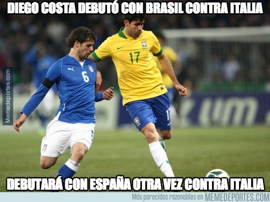 274977 - El debut de Diego Costa con Brasil fue contra Italia