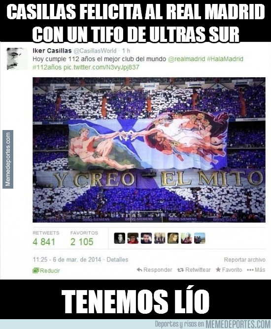 278178 - Casillas felicita al Real Madrid con un tifo de Ultras Sur
