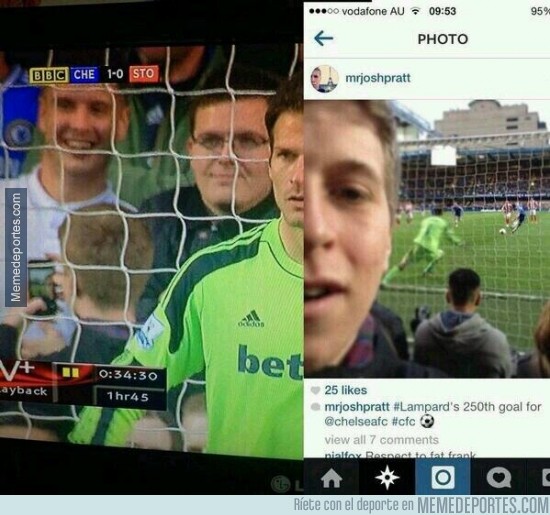 294422 - Selfie de un aficionado en el penalti de Lampard