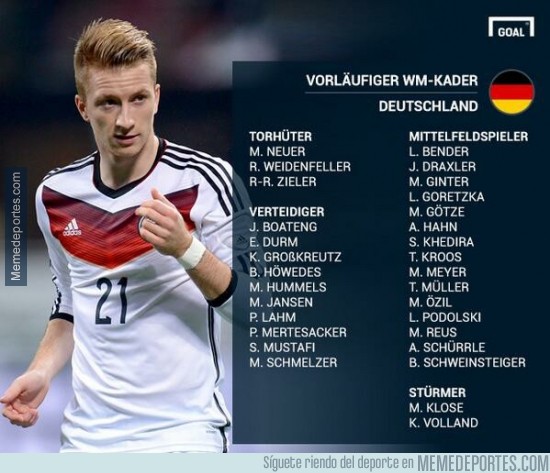 314702 - Ésta es la preselección de 30 jugadores de Alemania para el mundial de 2014