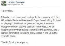 Enlace a El día de hoy señores, Landon Donovan se queda sin Mundial