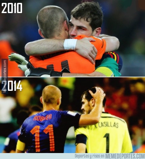 335707 - Casillas consoló a Robben tras la derrota de Holanda. Ayer Robben hizo lo mismo
