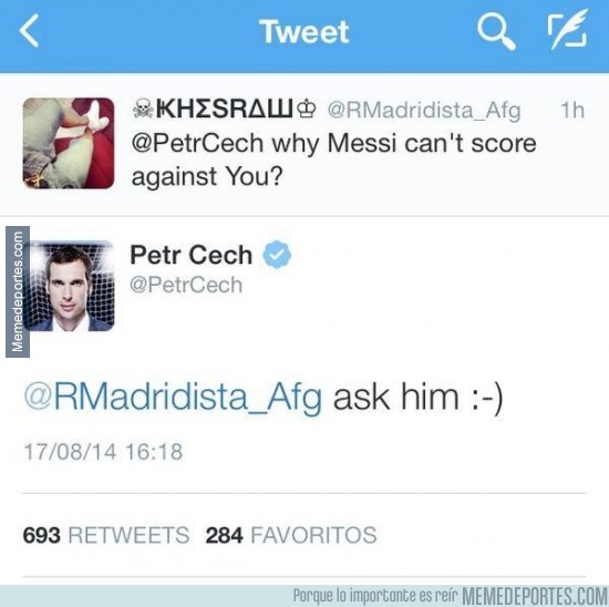 374808 - Mientras tanto Petr Cech en twitter...