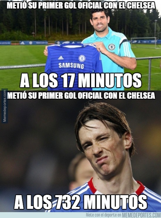 374857 - Hay una pequeña diferencia de minutos entre el primer gol oficial con el Chelsea de Costa y Torres.