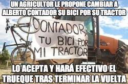 Enlace a Un agricultor le propone cambiar a Alberto Contador su bici por su tractor
