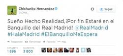 Enlace a Tweet de Chicharito Hernandez al enterarse que va al Real Madrid #fake