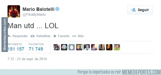 390147 - Mario Balotelli, acordándose del United por Twitter