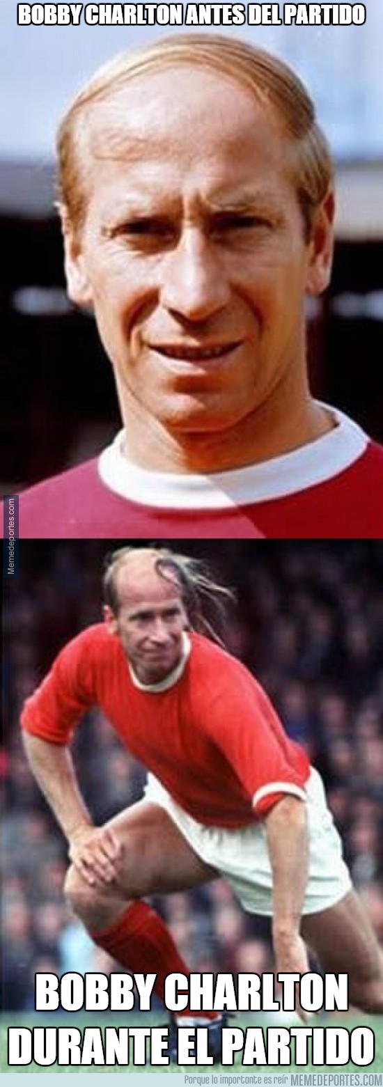 396957 - Bobby Charlton antes y después del partido