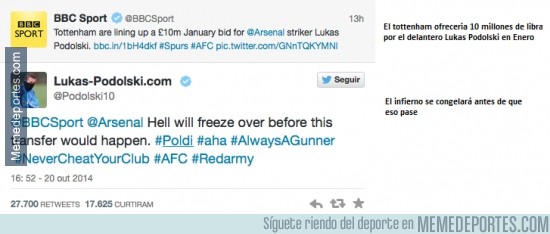 400636 - Zas, según él mismo en twitter, Podolski no va al Tottenham ni harto de vino