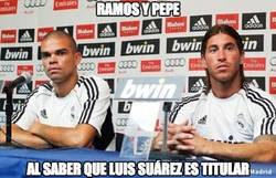 Enlace a Ramos y Pepe al saber que Luis Suárez es titular
