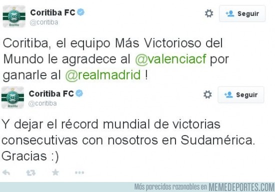 429606 - Coritiba FC felicita al Valencia tras haberle ganado al Real Madrid