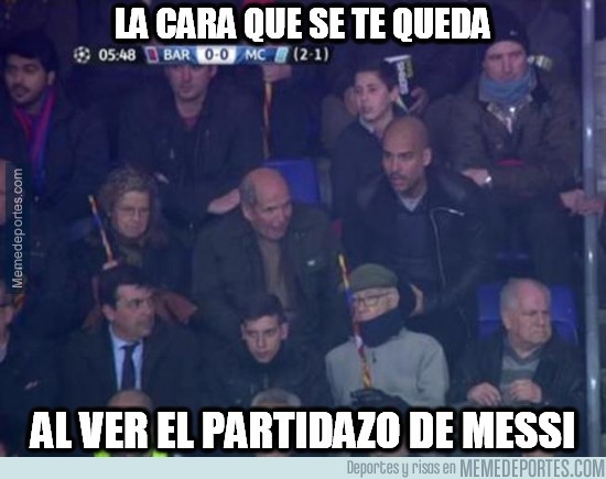 481152 - La cara de Guardiola flipando con el partidazo de Messi
