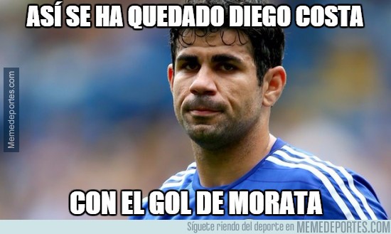 491000 - La cara de Diego Costa al ver el gol de Morata en 27 minutos