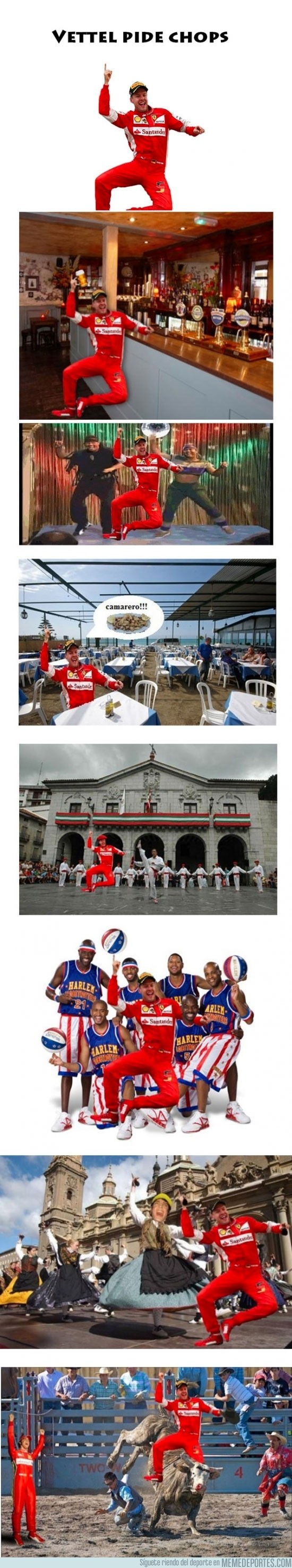 492746 - Aquí están, los chops de la celebración de Vettel con Ferrari