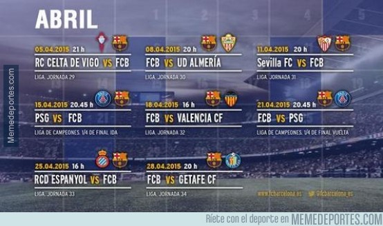 496270 - Al Barça le espera un calendario duro en Abril