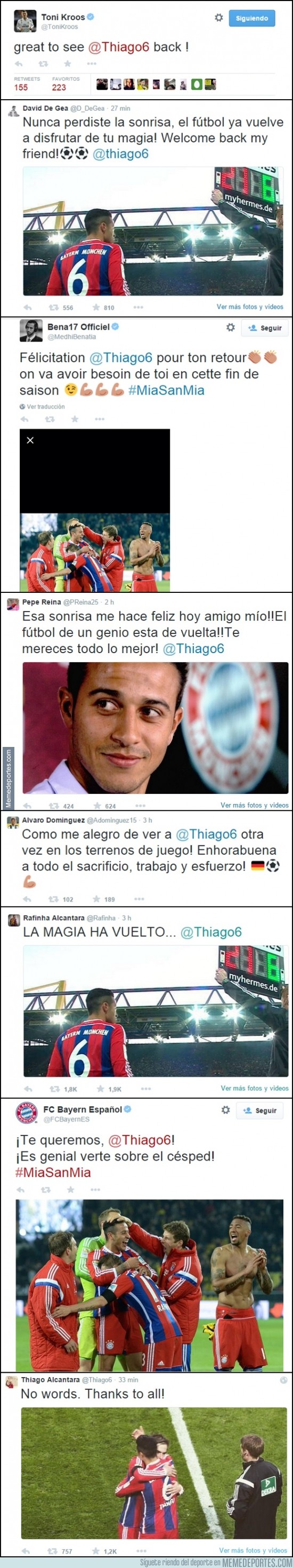 498570 - El mundo del fútbol da la bienvenida a Thiago en twitter