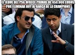 Enlace a El jeque del PSG ofrece primas de 450.000 euros por eliminar al Barça