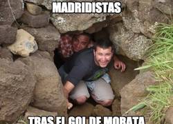 Enlace a Los madridistas salen de la cueva tras el gol de Morata