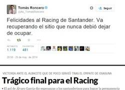 Enlace a El Racing desciende. La culpa no la podía tener otro que el señor Roncero