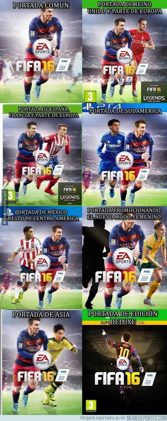 622067 - Todas las portadas del FIFA 16 y los acompañantes de Messi