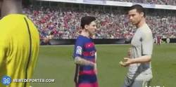 Enlace a GIF: El FIFA quiere ver explotar el mundo. ¡Pelea entre Messi y Cristiano!