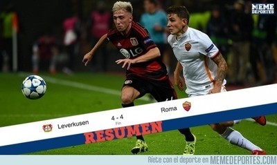 715275 - El partidazo loco de la jornada: Resumen del AS Roma 4 - 4 Bayer Leverkusen