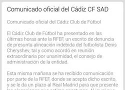 Enlace a El Cádiz confirma que ya ha presentado la denuncia por alineación indebida
