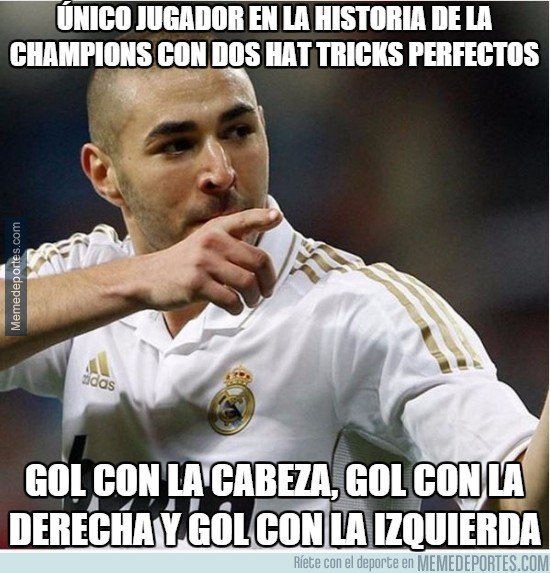 754600 - Benzema, único jugador en la historia de la champions con dos hat tricks perfectos