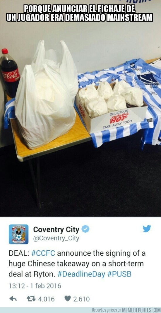 795268 - Coventry City anuncia a su flamante fichaje... ¡Comida china!