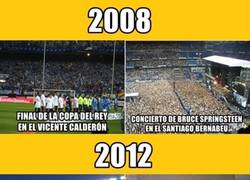 Enlace a INCREÍBLE COINCIDENCIA: Cada 4 años, hay final en el Calderon y un concierto en el Bernabéu