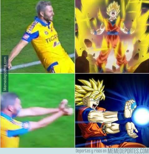 811624 - Gignac si que sabe celebrar goles... ¡al estilo Dragon Ball!