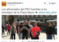 Enlace a Los aficionados del PSV humillan a los mendigos de la Plaza Mayor 