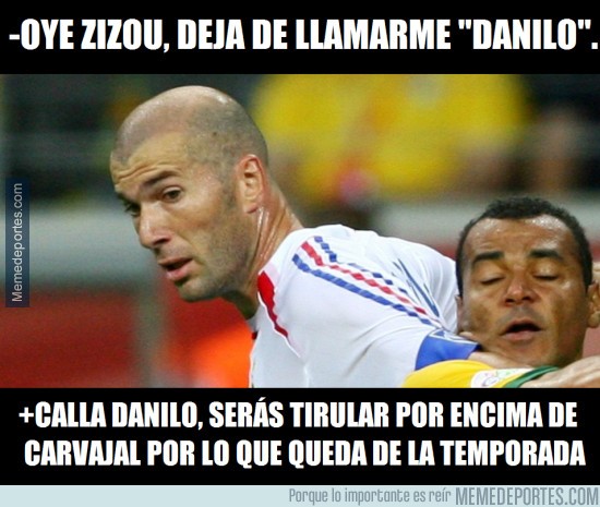 824916 - Zidane confunde a Danilo con Cafú, por eso el brasilero siempre es titular...