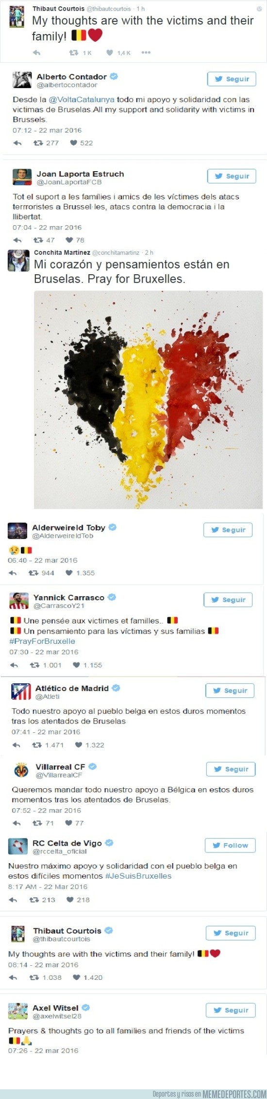 825501 - Los mensajes de apoyo del mundo del deporte tras los atentados en Bélgica