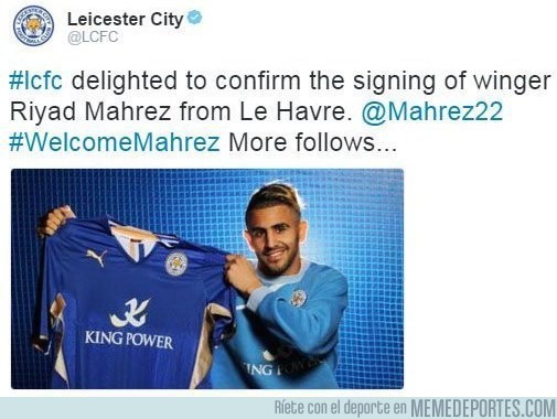 846286 - Así anunció en 2014 el #Leicester el fichaje de Mahrez.Hoy es MVP de la #EPL