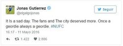 Enlace a A pesar de todo, Jonas lamenta el descenso del Newcastle por sus fans