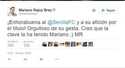 Enlace a Mariano felicita al Sevilla con sentido del humor