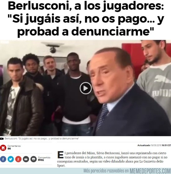 859133 - Dura amenaza de Berlusconi a los jugadores del milán