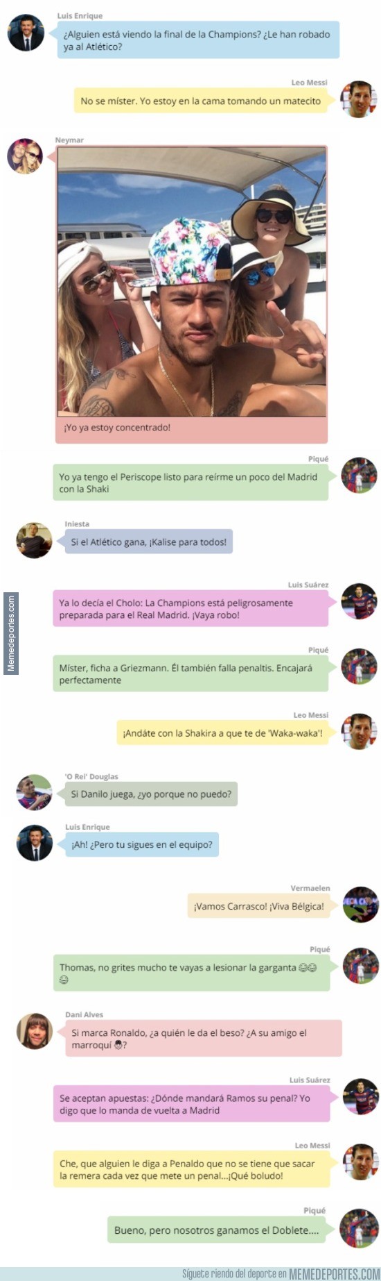 864919 - Así fue la conversación en Whatsapp de los jugadores del Barça durante la final de la Champions