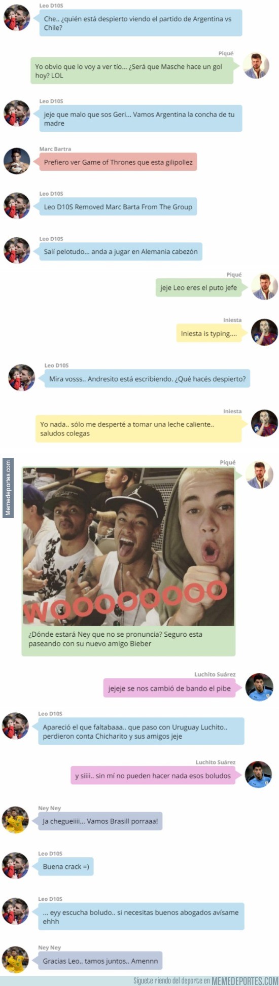 869043 - La conversación privada de Whatsapp entre Messi y sus amigos del Barça durante el Argentina - Chile