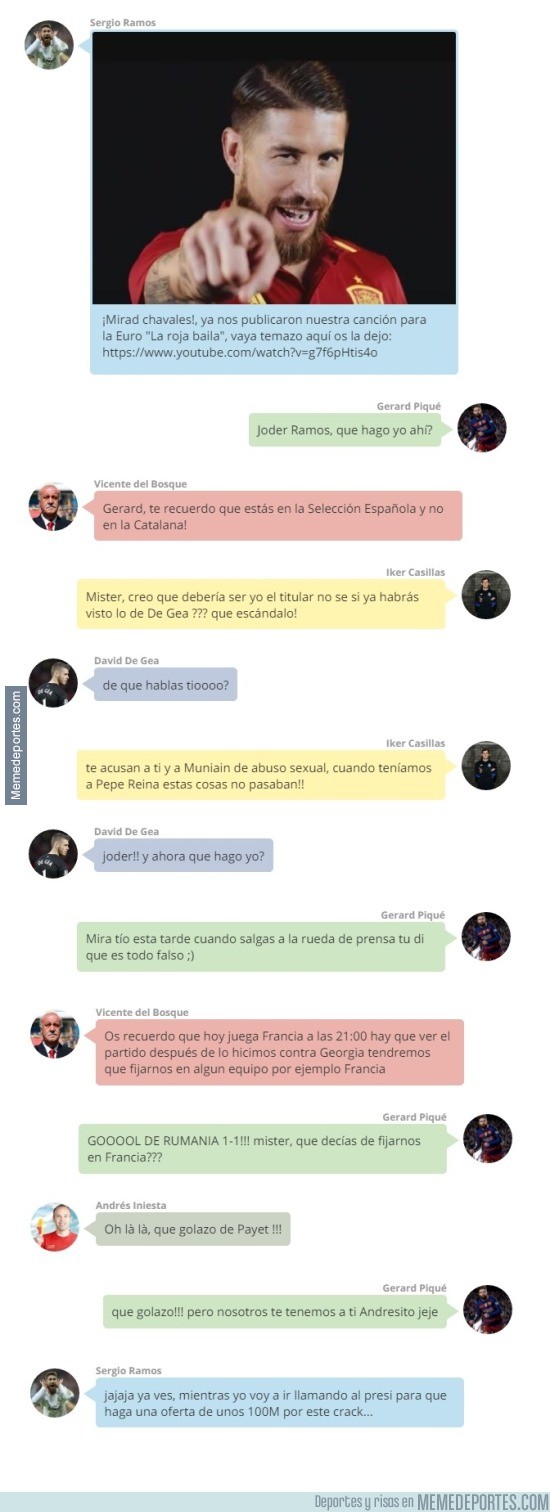 870793 - La conversacion de WhatsApp de España tras el primer dia de Eurocopa sale a la luz