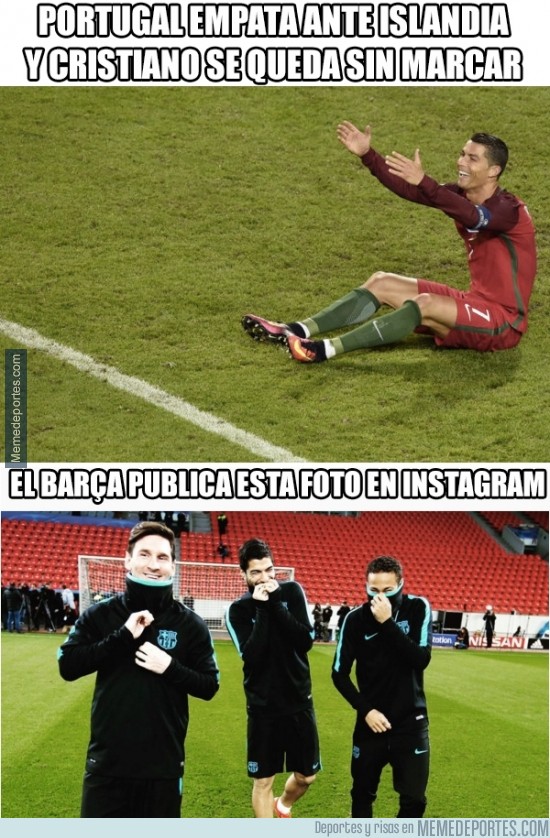 873843 - El Barcelona se ríe de la derrota de Portugal en Instagram con foto de la MSN