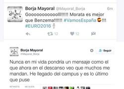 Enlace a Borja Mayoral, del Castilla la lía gordísima en Twitter al publicar esto tras el gol de Morata